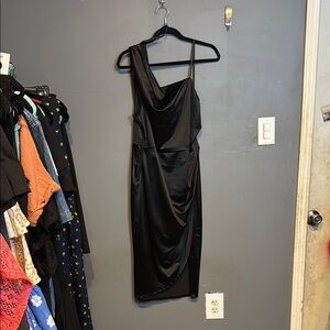 Premier Black One Shoulder Ruched Sheath Dress